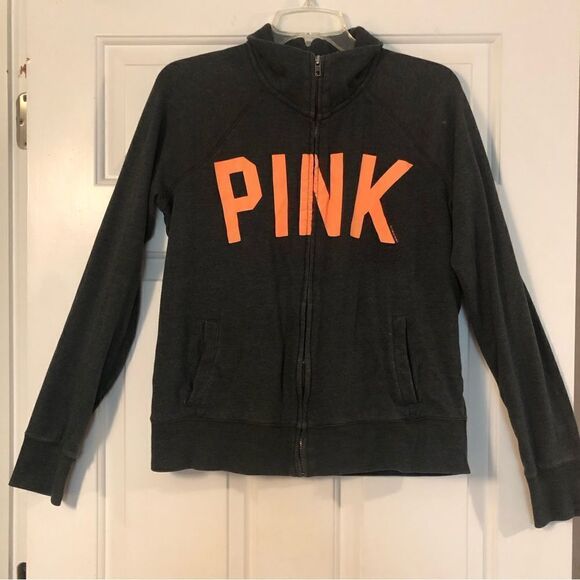 Victoria’s Secret PINK Women’s Orange and Gray Long Sleeve Full Zip Size M - Picture 1 of 11